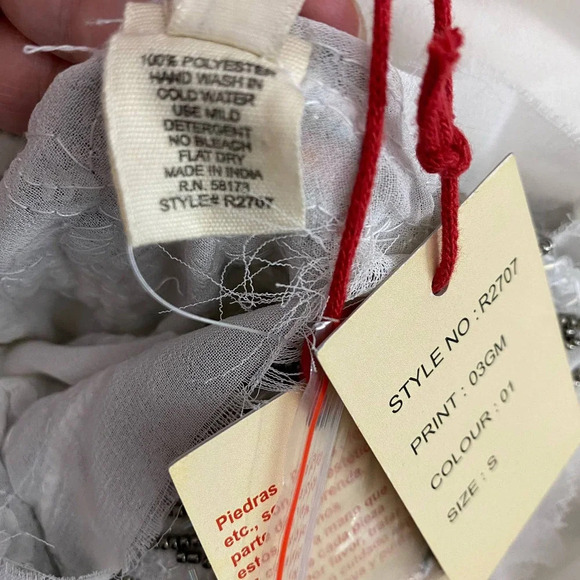 RAGA White Sheer Silver‎ Sequin Beaded Dress - Picture 12 of 12